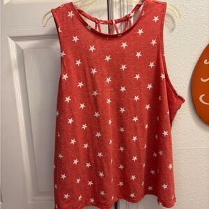 Red Star Patterned Sleeveless Top